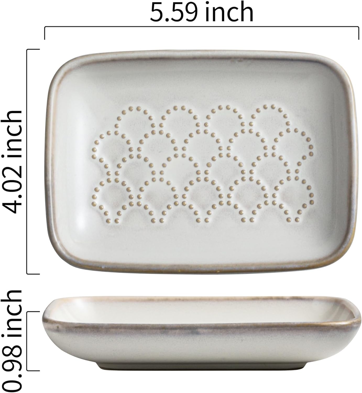 Gomakren Soap Dish for Shower, Christmas Ceramic Soap Dishes for Bar Soap Sponge, Shower Soap Holder Saver Tray for Bathroom Kitchen Sink, Easy to Clean, Beige