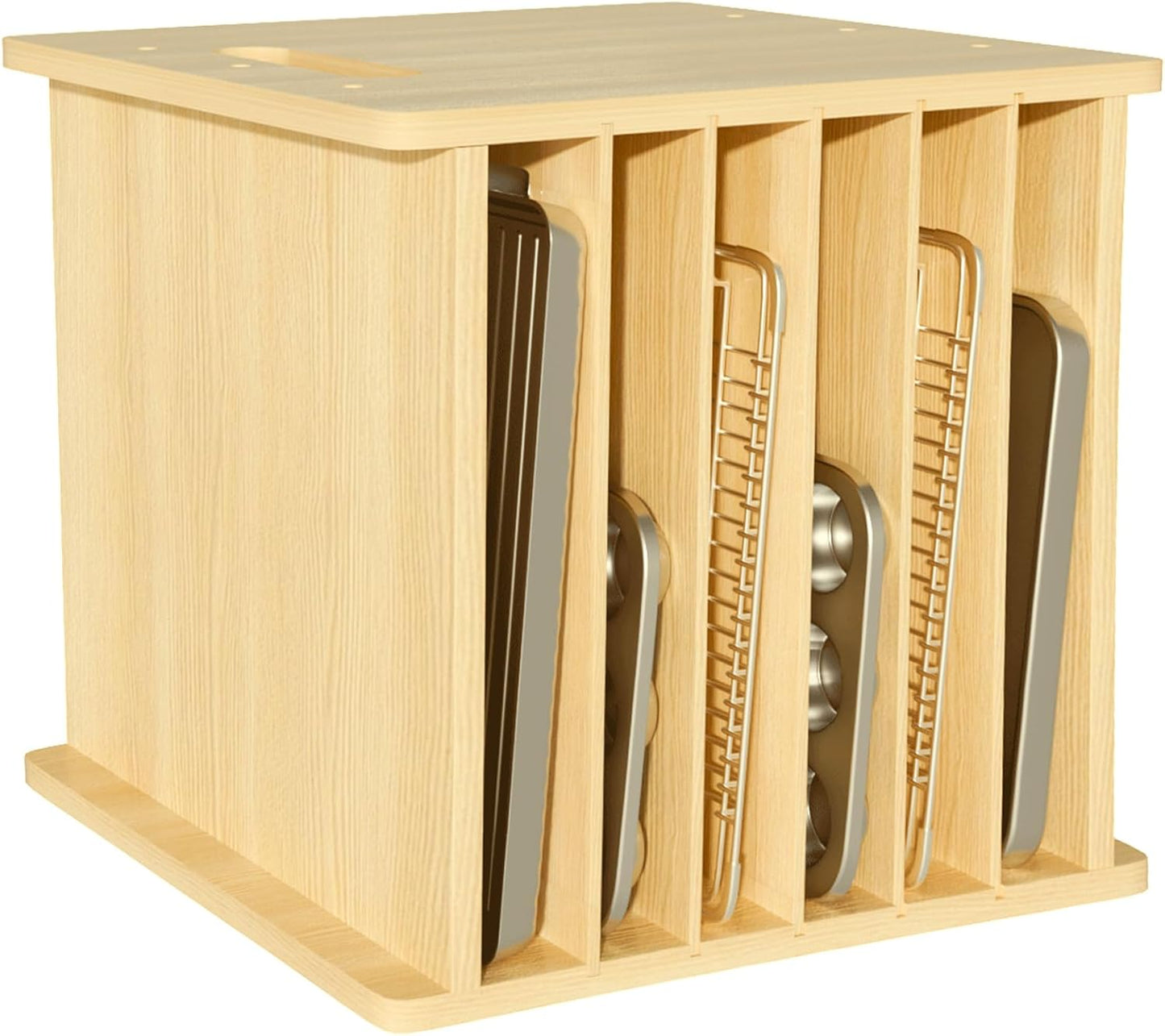 7 Tier Wooden Cookie Sheet Organizer for Cabinet Pot, Pans, Baking Tray Organizer for Kitchen Documents Storage(16.6" W x 16.5" H x 15.2" D)