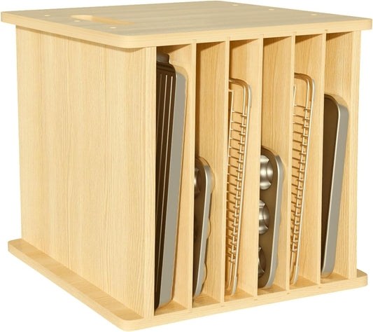 7 Tier Wooden Cookie Sheet Organizer for Cabinet Pot, Pans, Baking Tray Organizer for Kitchen Documents Storage(16.6" W x 16.5" H x 15.2" D)