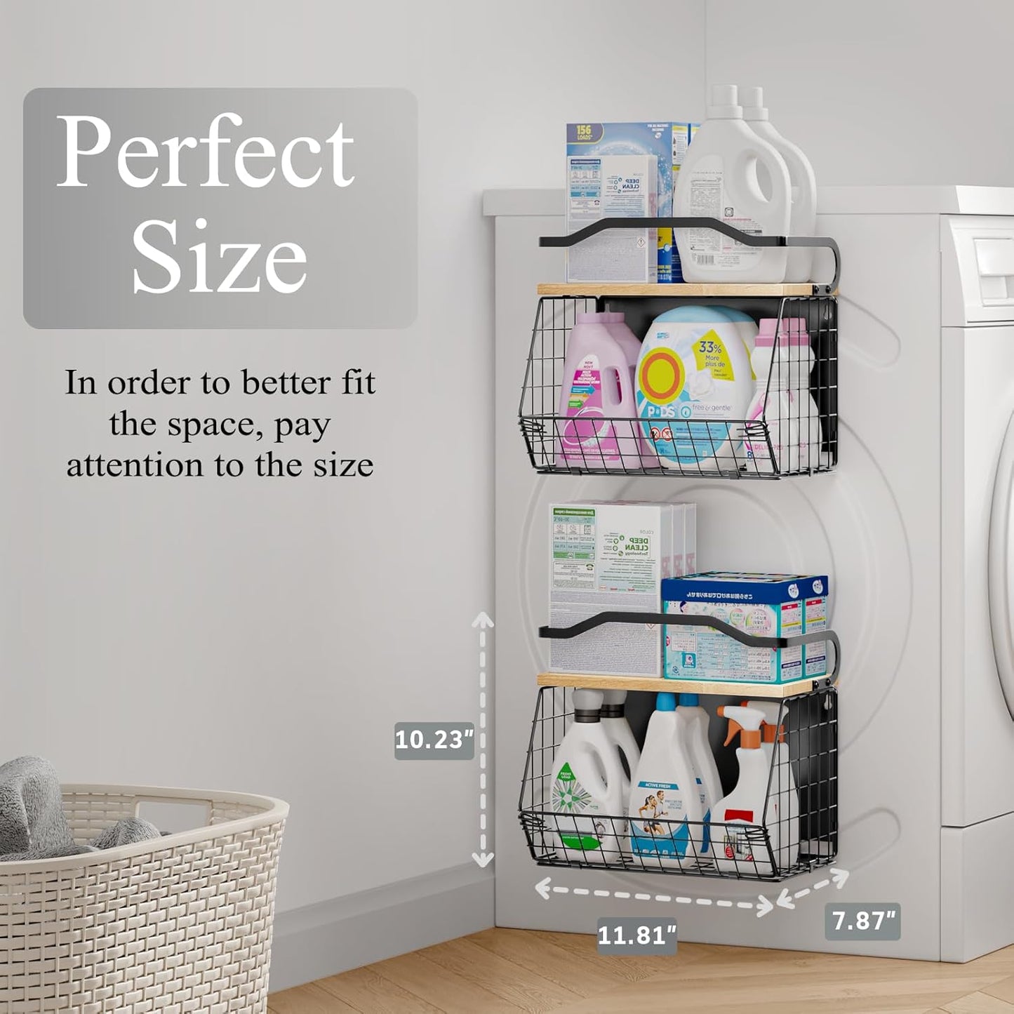 Magnetic Shelf for Fridge with Wood Lid, Fruit Potato and Onion Storage Bins, Magnetic Spice Rack for Refrigerator Large Container Wire Basket for Refrigerator, Kitchen Counter, Cabinet