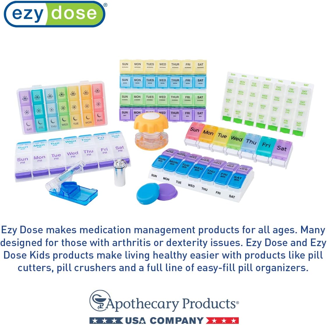 EZY DOSE Slide Pill Organizer, Stylish Medication Storage Case with Durable BPA-Free Plastic with Aluminum Exterior, Large 7-Day Weekly Compartments, Tablets, Vitamins, Compact, 9-Inch, Black