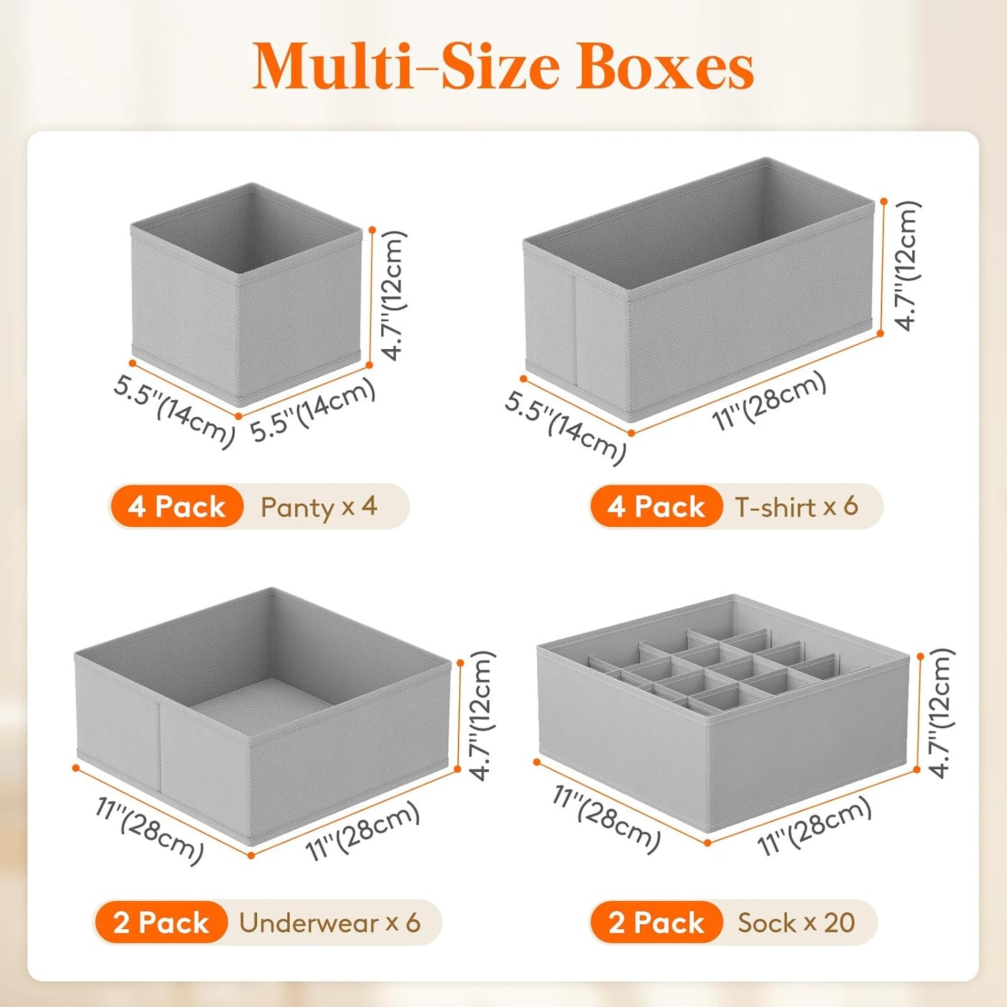 Lifewit Underwear Drawer Organizer for Closet 12 Pack, 3 Sizes Dresser Organizer Dividers, Deep Fabric Foldable Drawer Storage Organizer Bins for Clothes, Sock, Bra, Lingerie, Undies