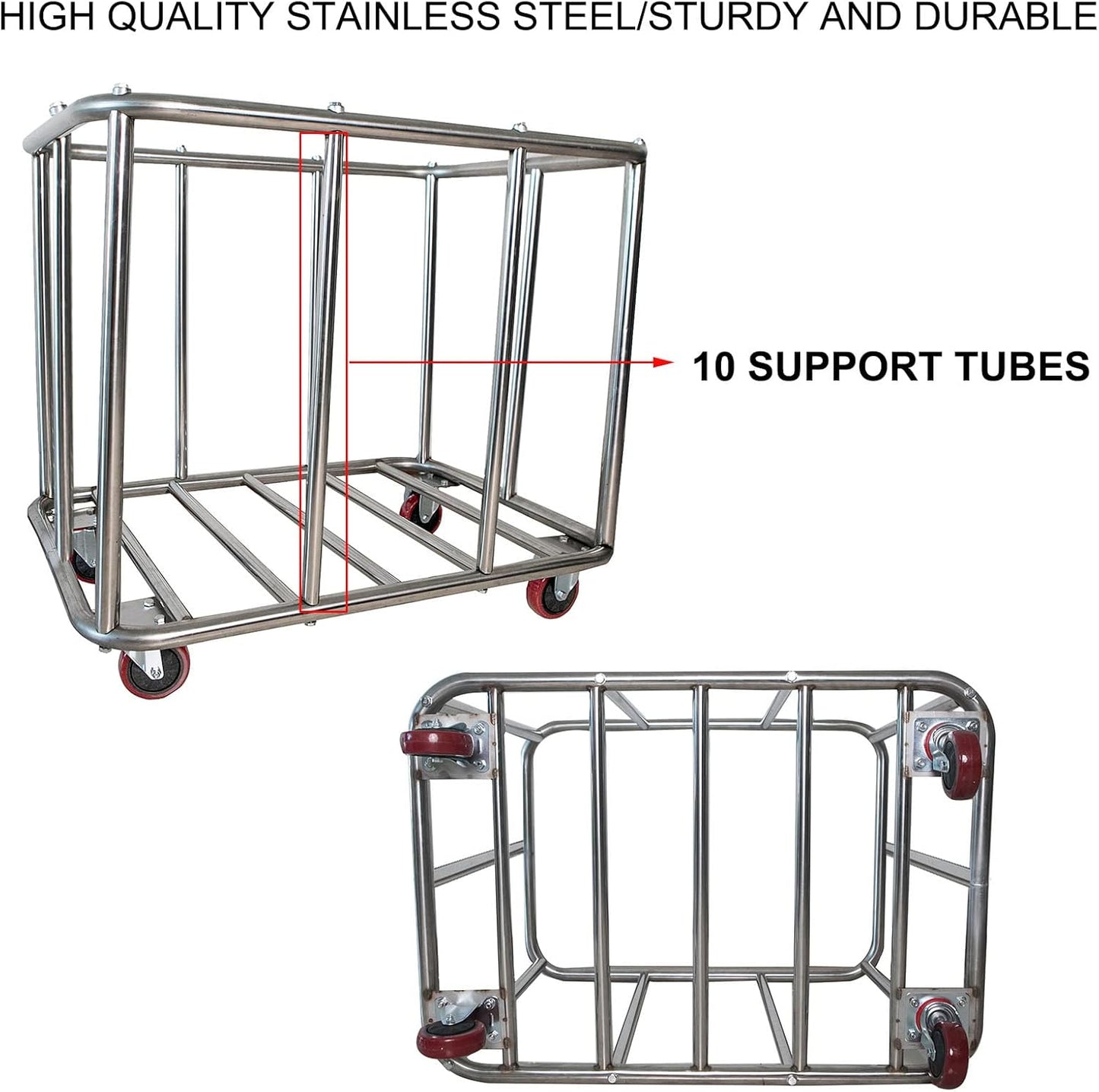 Laundry Cart Commercial,11.35 Bushel (400L) Large Industrial Rolling Laundry Hamper with 4 Inch Wheels,Home Heavy Duty Laundry Baskets with Stainless Steel Frame, 286 LBS Load，10 Support Tubes
