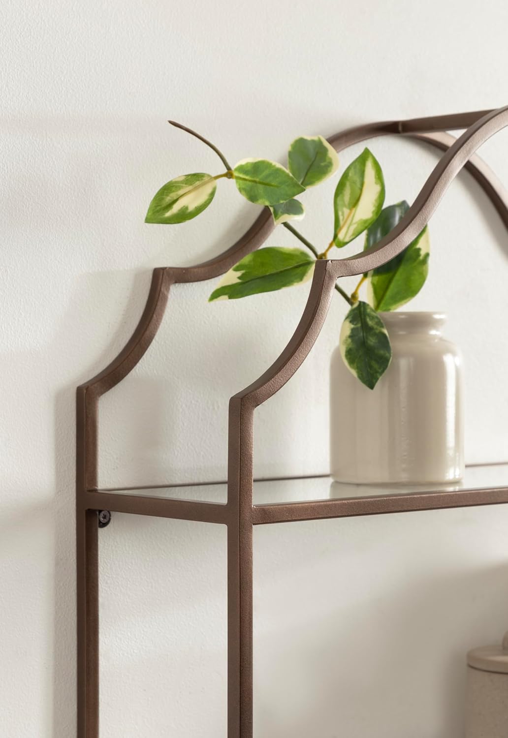 Kate and Laurel Leanna Scalloped Three-Tiered Wall Shelf, 20 x 6 x 32, Bronze, Decorative Floating Shelf Storage and Wall Organizer for Bathroom Over Toilet Storage or Display