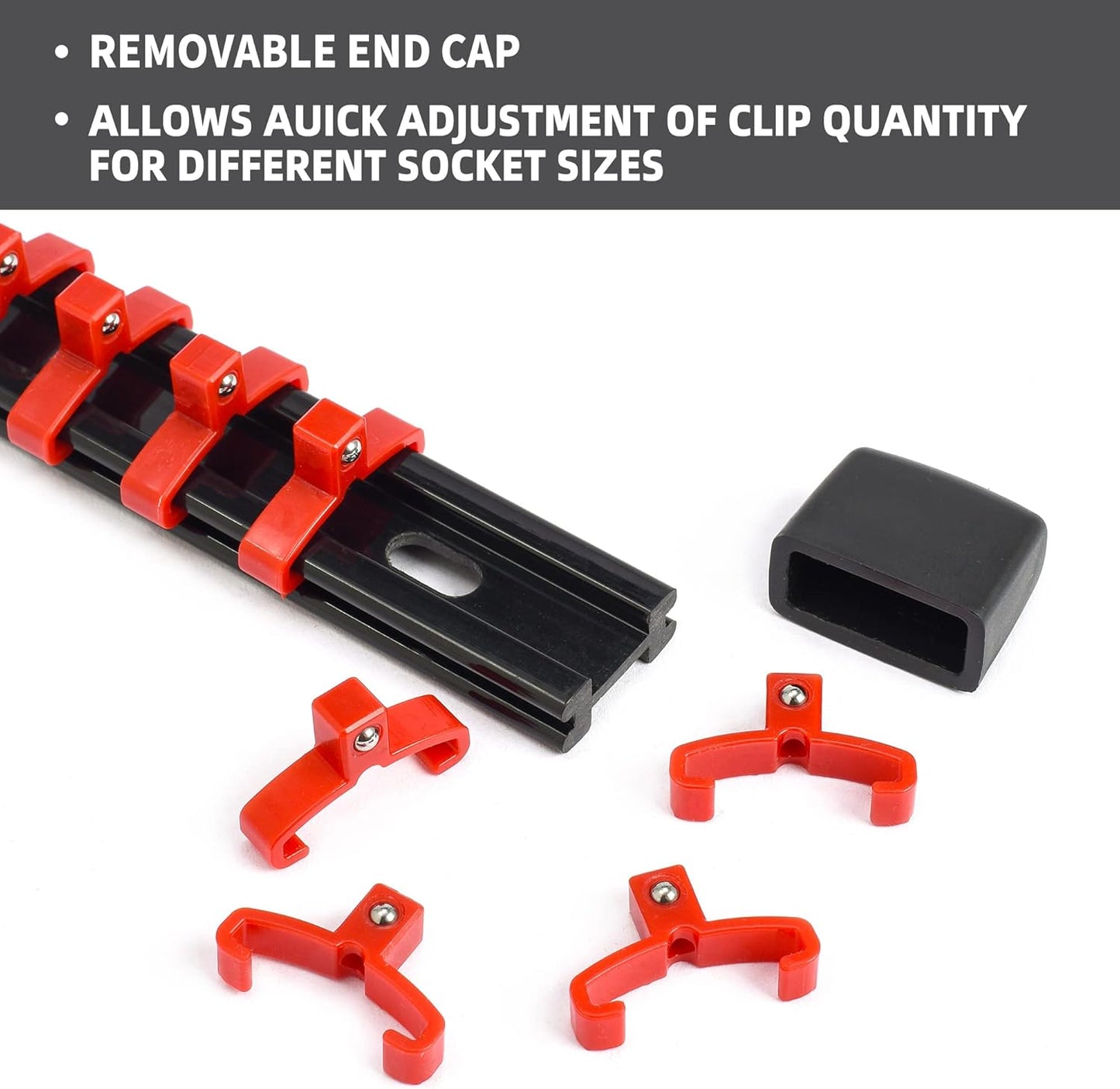 Socket Organizer Drive ABS Tools - Socket Holder, Premium Quality 6 Pieces Socket Holders Kit 1/4-Inch x 32 Clips, 3/8-Inch x 30 Clips, 1/2-Inch x 24 Clips