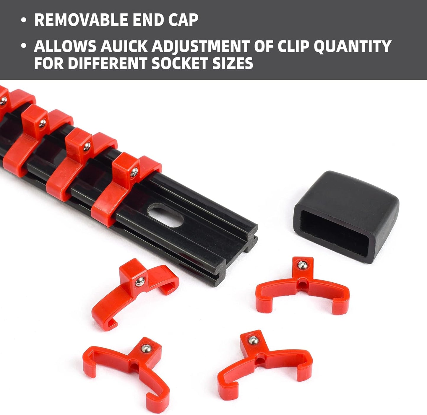 Socket Organizer Drive ABS Tools-Socket Holder, Premium Quality 12 Pieces Socket Holders Kit 1/4-Inch x 64 Clips, 3/8-Inch x 60 Clips, 1/2-Inch x 48 Clips