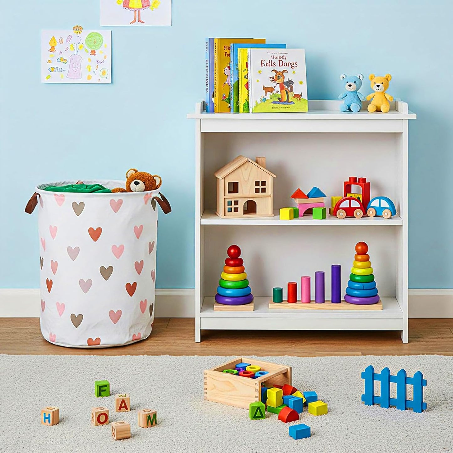 Patelai 3 Pieces Large Laundry Hamper Round Collapsible Organizer Storage Bin Waterproof Foldable Dirty Clothes Laundry Basket for Home Bathroom(Rainbow)
