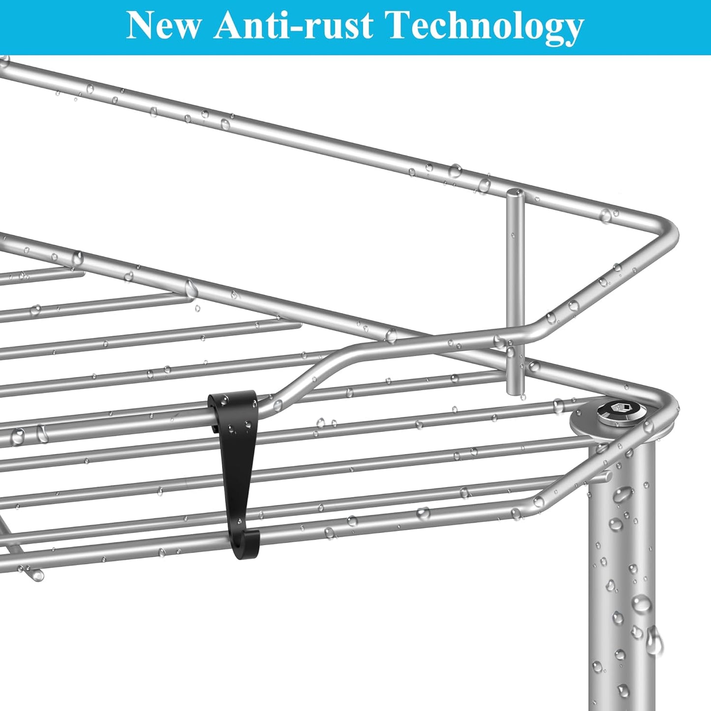 2 Tier Floor Standing Corner Shower Caddy Organizer Shelf with Hooks, Bathroom Shelves Stand Rack, Gray