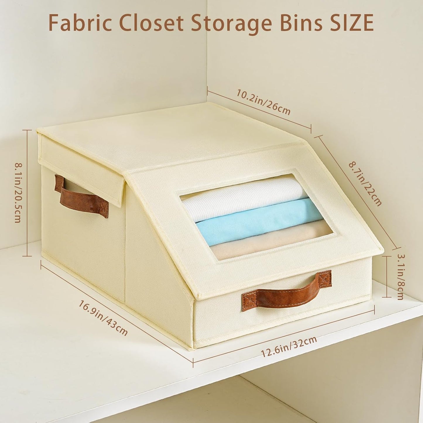 Closet Organizers and Storage, Stackable Closet Drawers, Fabric Storage Bins, Foldable Linen Organizer for Underwear, Clothes, Hat Storage,Wardrobe Space-Saving