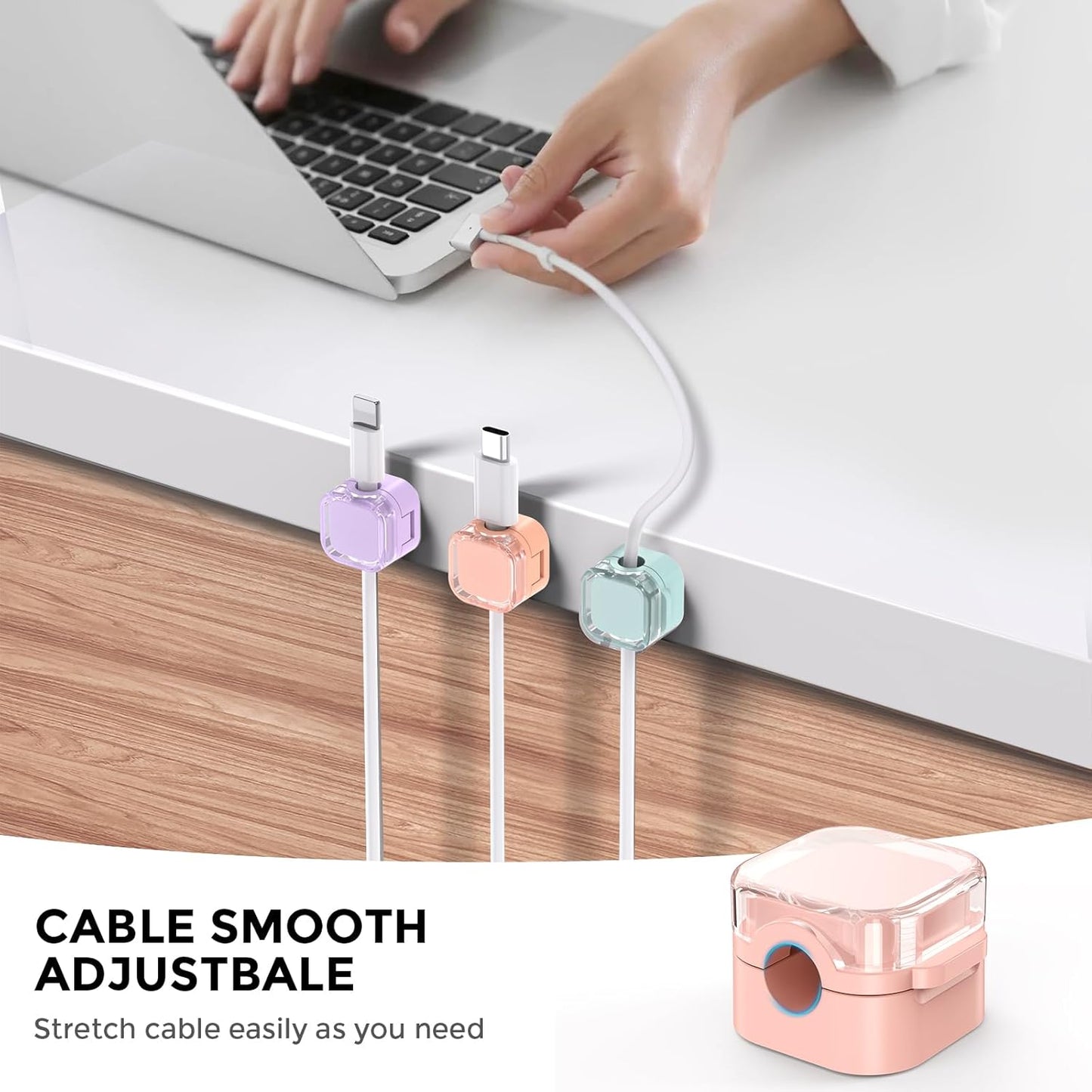 AhaStyle Magnetic Cable Organizer [1s Lock] 6 Pack Cord Holders Cable Clips Strong Adhesive Hide Cable Cord Keeper Adhesive Wire Organizer Keeper for Nightstand Kitchen Car Office