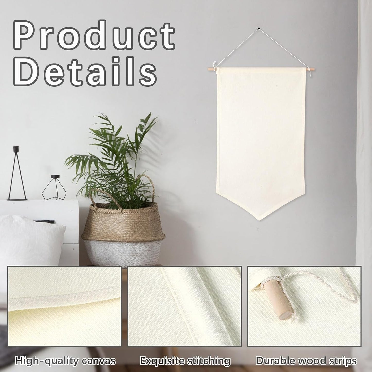 5 PCS Canvas Banners Wall Hanging Brooch Jewelry Storage Case Stand Enamel Pin Display, Sublimation blank Banner,Holder Earrings Necklace Pin Collection Organizer