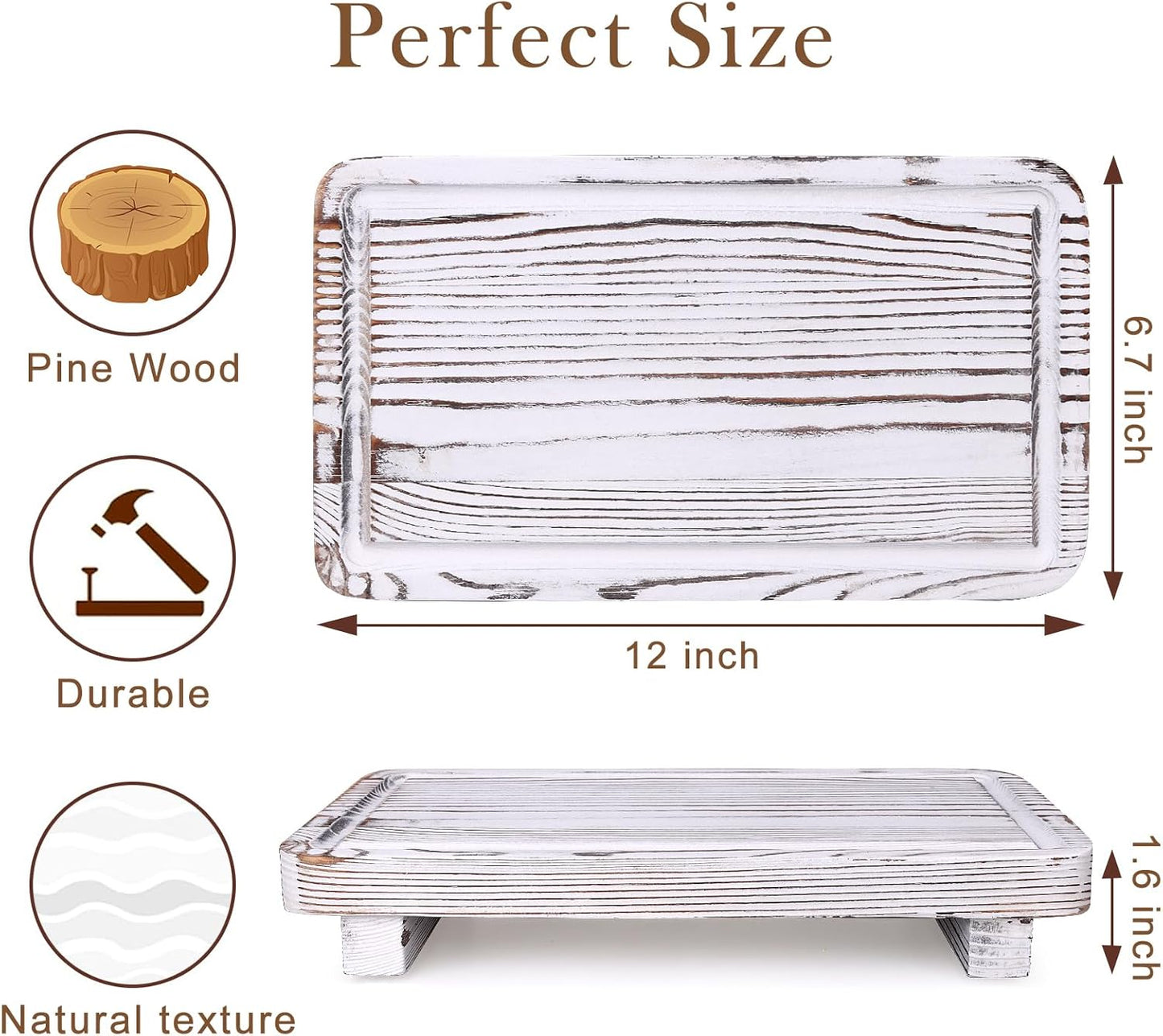 Bathroom Counter Tray Wood Pedestal Stand White Kitchen Countertop Trays Decorative Wooden Riser Display Stands Dish Soap Dispenser Holder for Bathroom Sink Accessories Kitchen Decor Vanity Tray