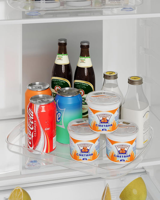HIYOHIYO Clear Lazy Susan Organizer for Refrigerator Rectangular Fridge Turntable Organizers and Storage Pull Out & 360°Rotating for Cabinet, Pantry, Kitchen, Table, Bathroom (1-Pack 13.7"x10.2")