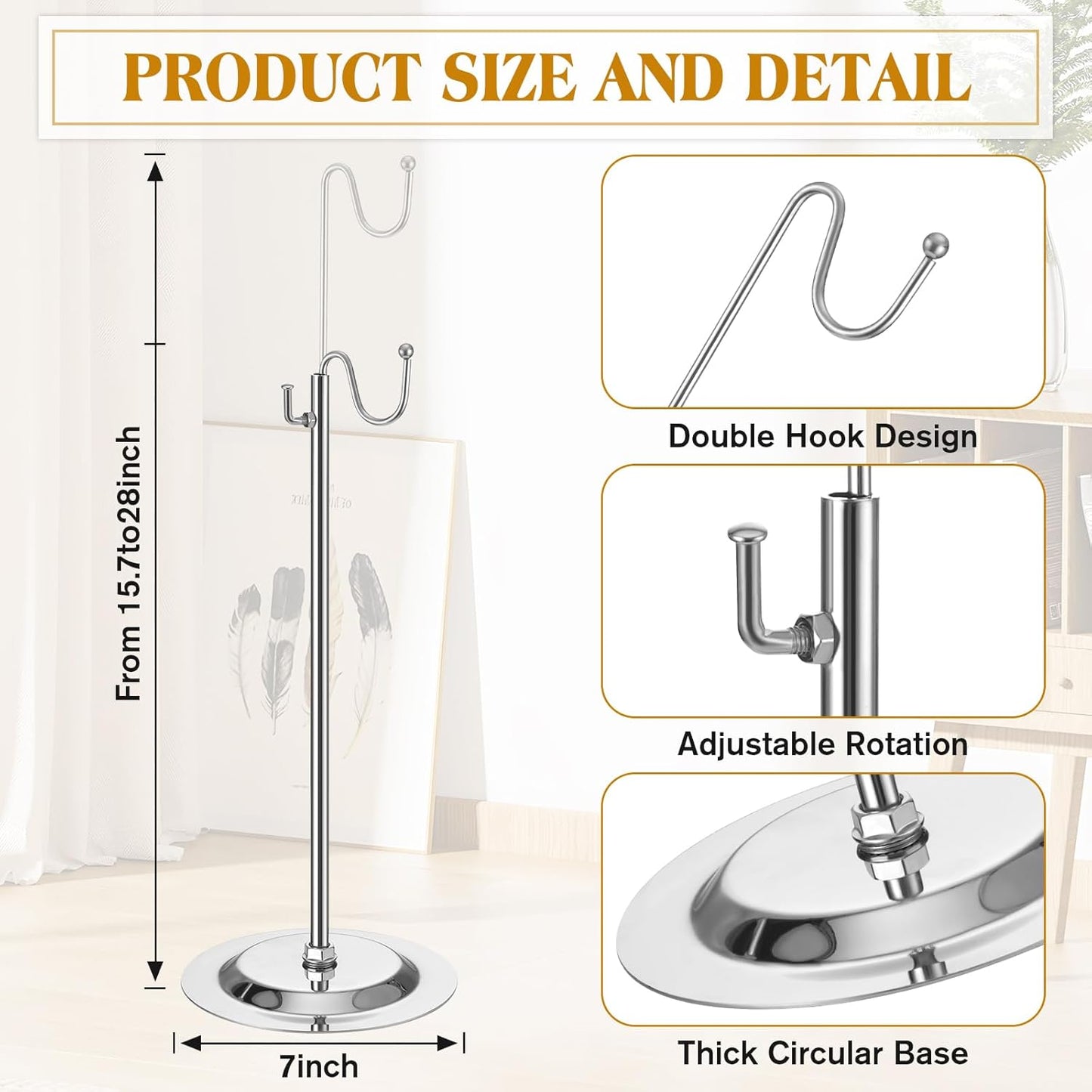 Therwen 6 Pcs Bag Display Stands Purse Display Stand Adjustable Height Handbag Holder for Home Boutique Store Counter Retail(Silver)