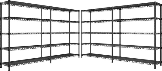 REIBII 73''W Storage Shelves Load 1650 LBS Metal Shelving 5-Tier Adjustable Heavy Duty Metal Shelves Wire Shelving Unit for Wire Shelf for Industrial Garage Pantry Kitchen,17.7"D x 73"W x 71"H, 2PCS