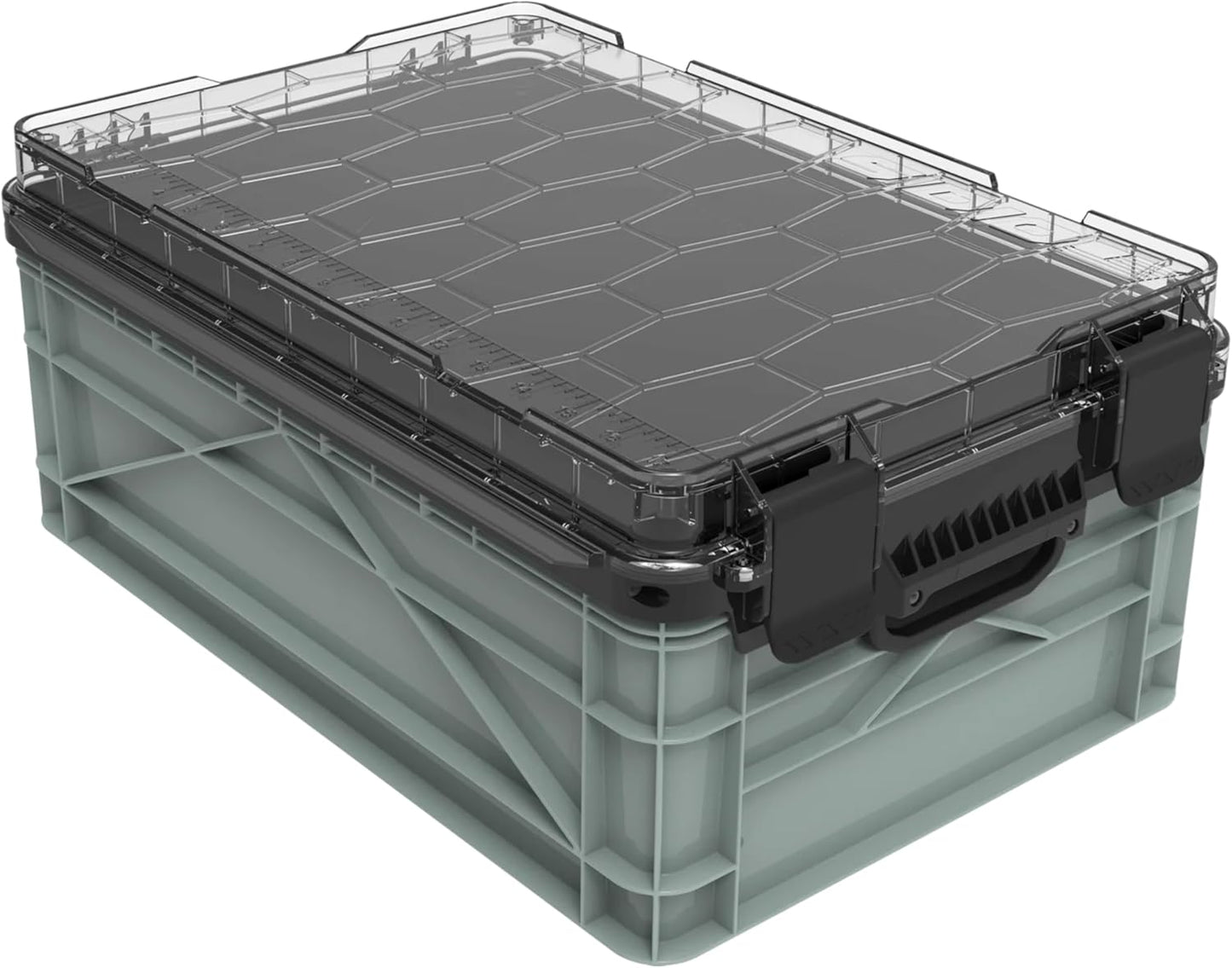 SIDIO Weather Resistant Stackable Storage Bins for Organization - Half-Size Plastic Bin with Dividers for Garage Organization, Home Storage - Heavy Duty Organizer Box (Aircraft)