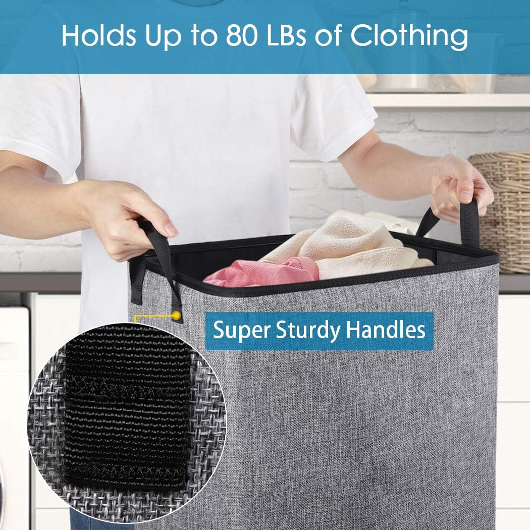 SNIGJAT Clothes Laundry Hamper for Bedroom, Lightweight Dirty Clothes College Hamper Collapsible for Small Space, Sturdy Laundry Basket with Handles for Bathroom Closet, 70 L