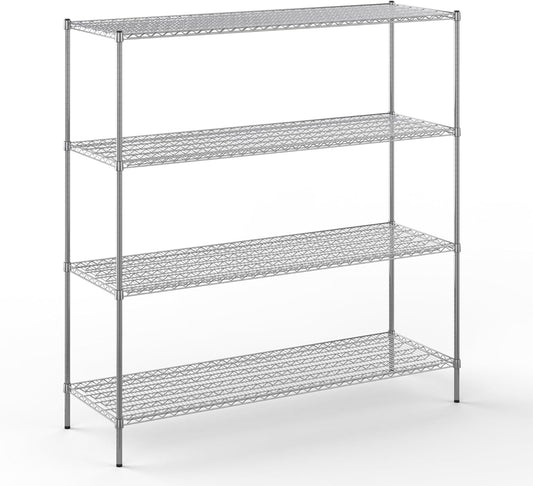 24" Deep x 72" Wide x 74" Height Wire Shelving Kit | 4-Tier | NSF Commercial Storage Rack Unit