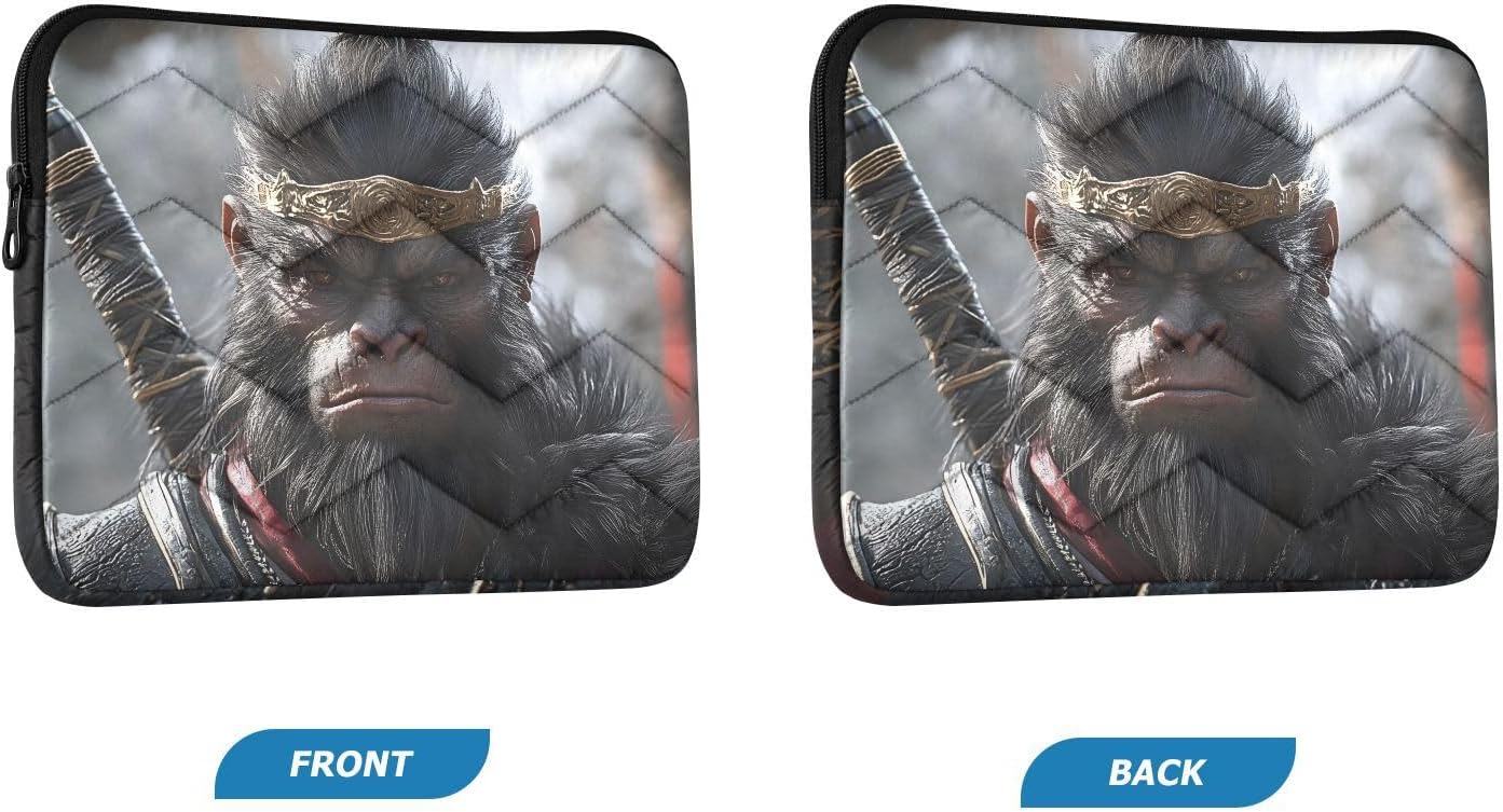Quilted Laptop Sleeve Case,Slim Portable Black Computer Protective Cover,Wukong(13'' - 14'')