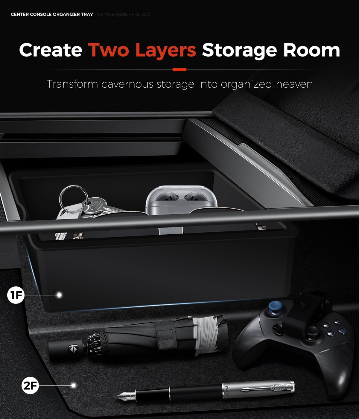 Center Console Organizer 1PCS Compatible with Tesla Model Y Juniper2026, Interior Accessories for New Model Y/3 2025