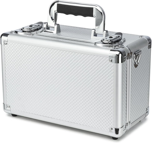 Multi color Card Storage Hard Case, Sports Card Collection Boxes,Trading Cards Cabinet, Carrying Cases Specially Adapted to Hold Sports Trading Cards, Toploader Box (Silver, Small)