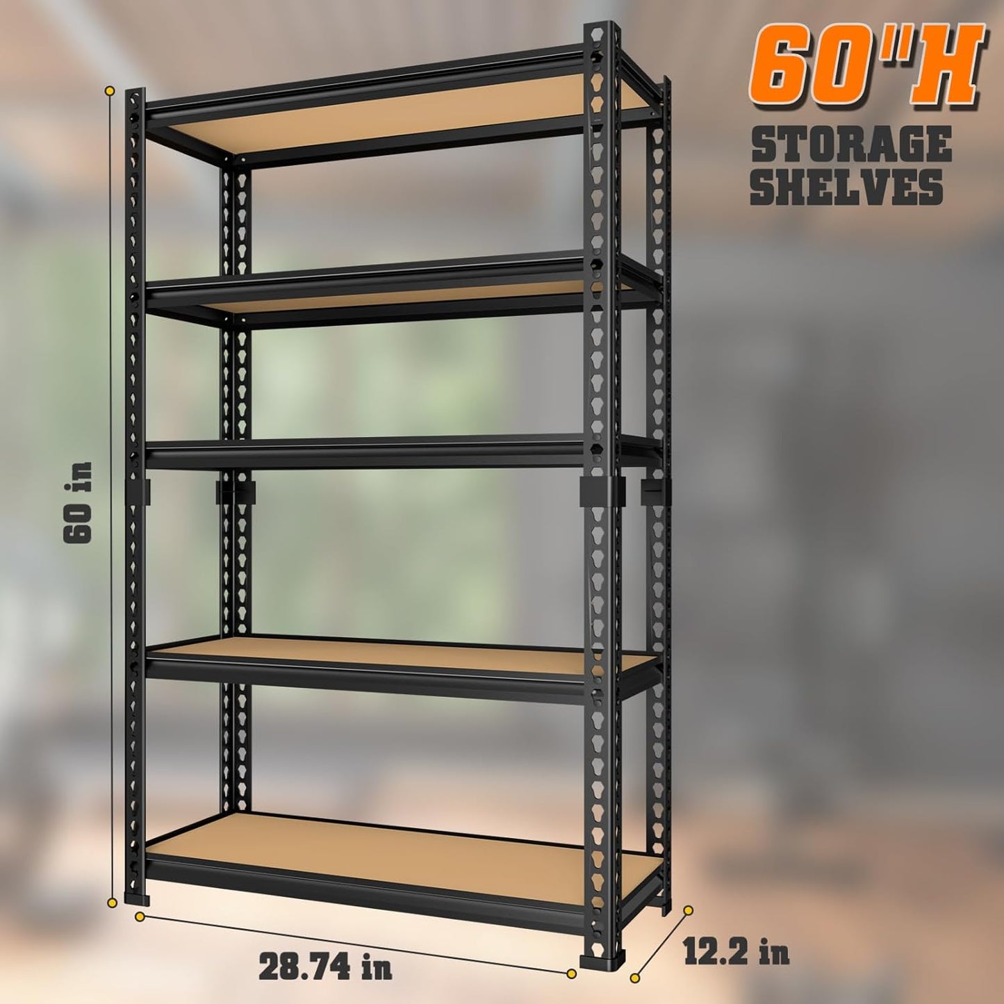 LEVELEVE 5-Tier Heavy Duty Storage Shelving Unit, 2020 lbs Capacity, Adjustable Metal Utility Shelf, 30" L x 12" W x 60" H for Garage, Kitchen, Pantry, Basement, Bathroom, Laundry,2 Pack