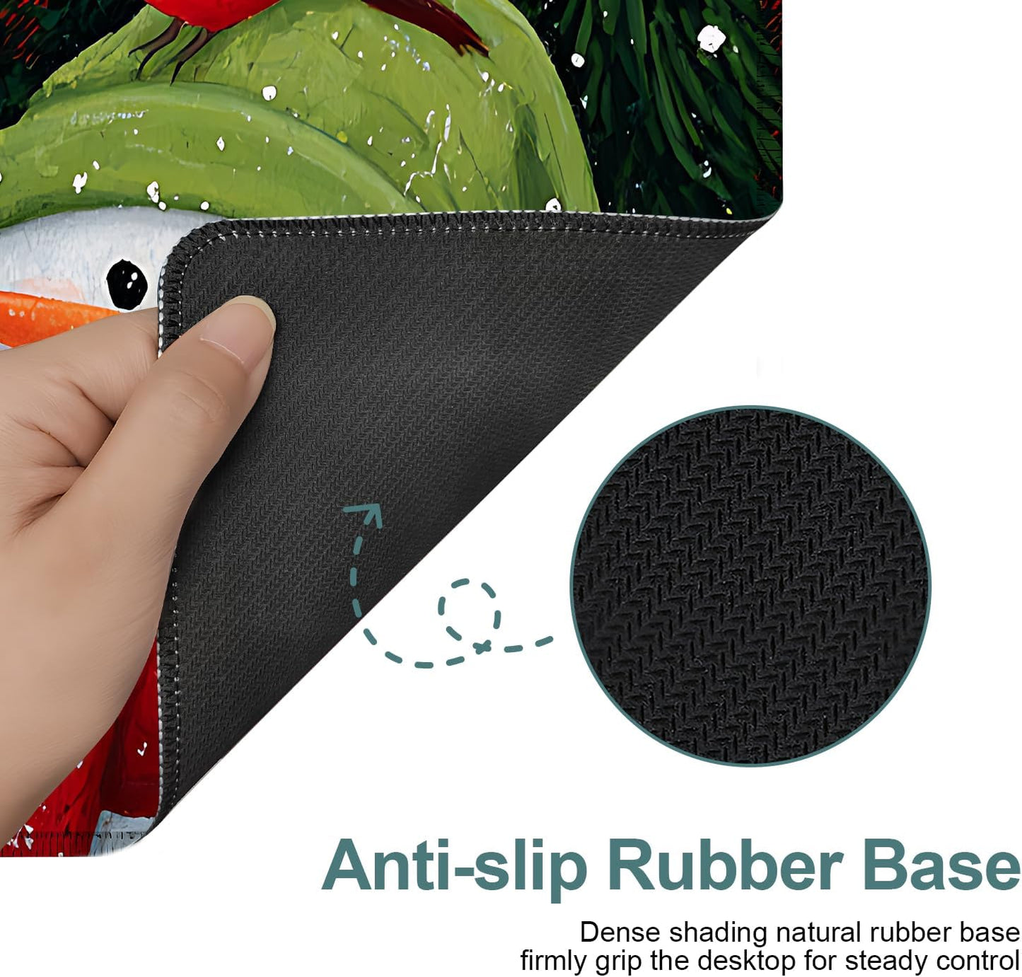 Three Snowmen Gaming Mouse Pad 31.5"x11.8"Desk Mat Anti-Slip Rubber Base & Durable Stitched Edges for Gamers Smooth Mouse Writing Surface for Desk Office/Home