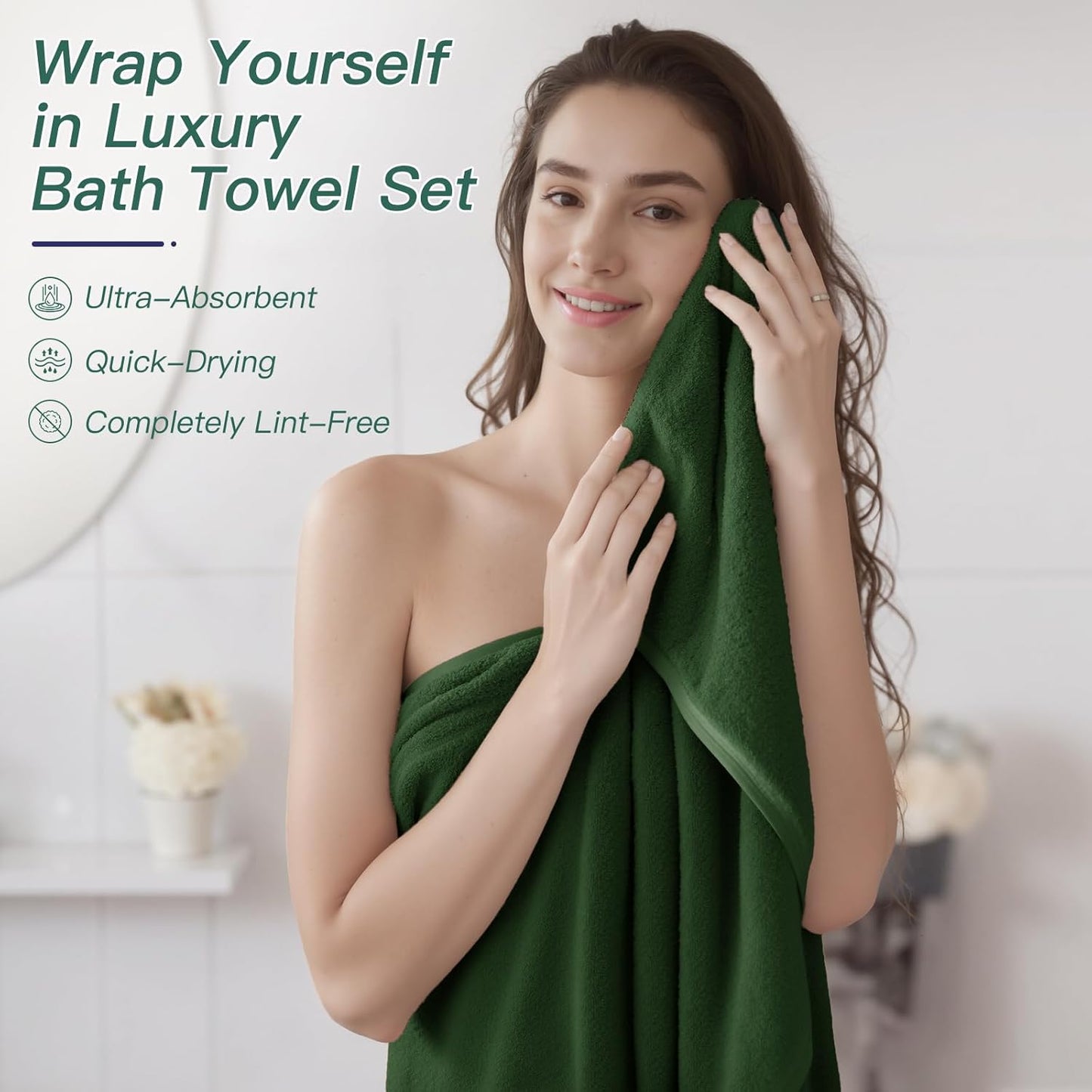 iMucci Bathroom Accessories Bathroom Sets with Shower Curtain, Bath Towel Set, Trash Can, Toilet Brush, Soap Dispenser, Bathroom Accessories Set Complete