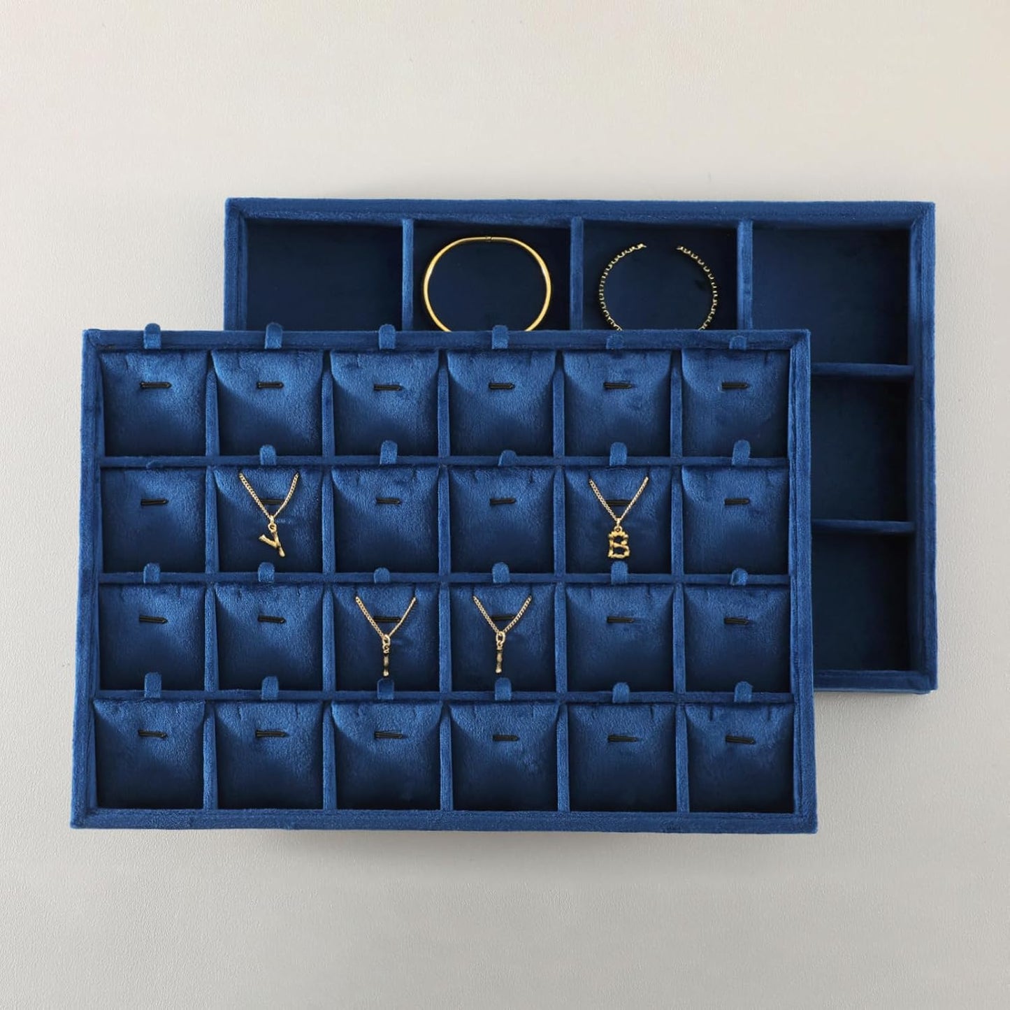 Necklace Display Tray, Velvet Jewelry Organizer, Premium Pendant Display,Luxury Earrings Organizer,Blue Necklace Organizer
