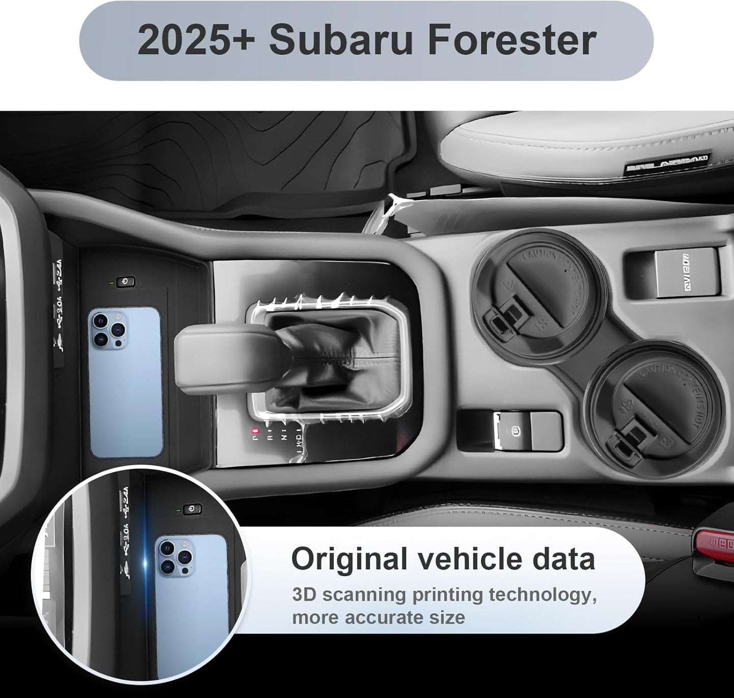 SKTU 3Pcs for 2025 2026 Subaru Forester Center Console Organizer 2025 2026 Forester Console Tray Subaru Forester 2025 2026 Accessories Cup Holder 2025+ Forester Wireless Charging Pad with Coin Holder