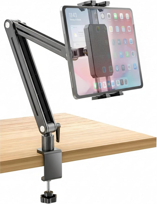 Adjustable Portable Monitor Stand 15.6" - 360° Rotating Base Tall Tablet Desk Arm Holder Stand for iPad Air/Pro/Mini Swivel Flexible Bed Clamp Mount Soporte para Tablet/Monitor Portatil/Ereader