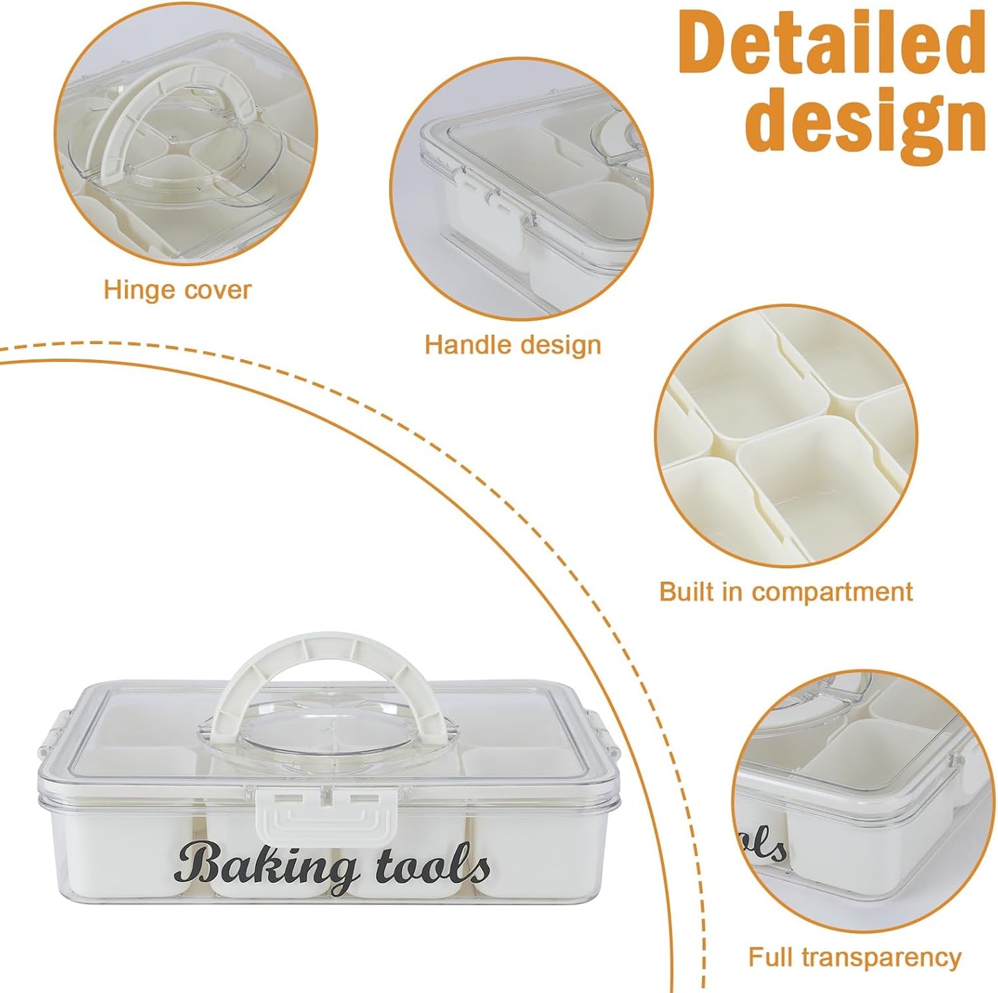 Cookie Cutter Tool Storage Box,Cake Decorating Supplies Accessories Bins,Cookie Cutter Storage with Mold,Transparent Dustproof Lid,Biscuits Cutters Organizer Storage with 8 Compartment