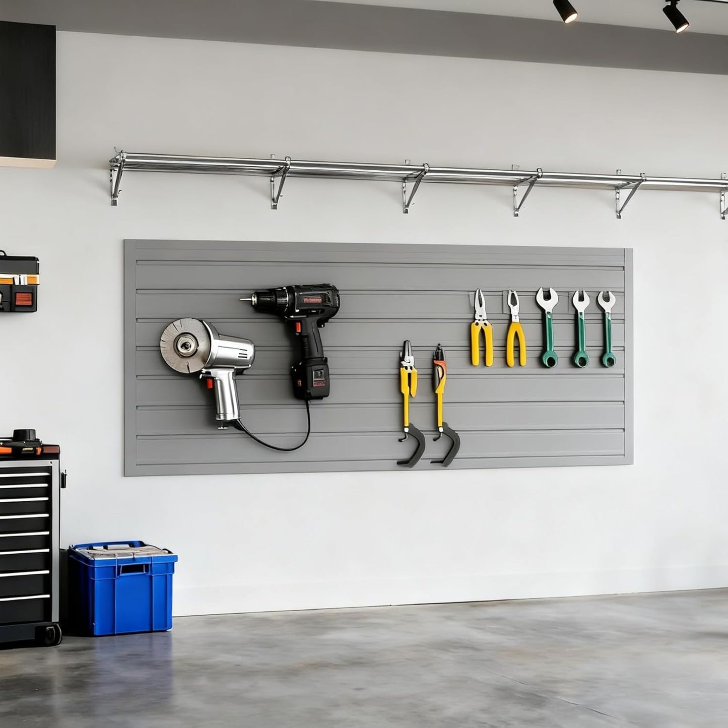 Yuzzy Slat Wall Paneling 2 x 4ft, Garage Slatwall Panel Wall Storage Systems, Heavy Duty PVC Garage Wall Organization (Gray)