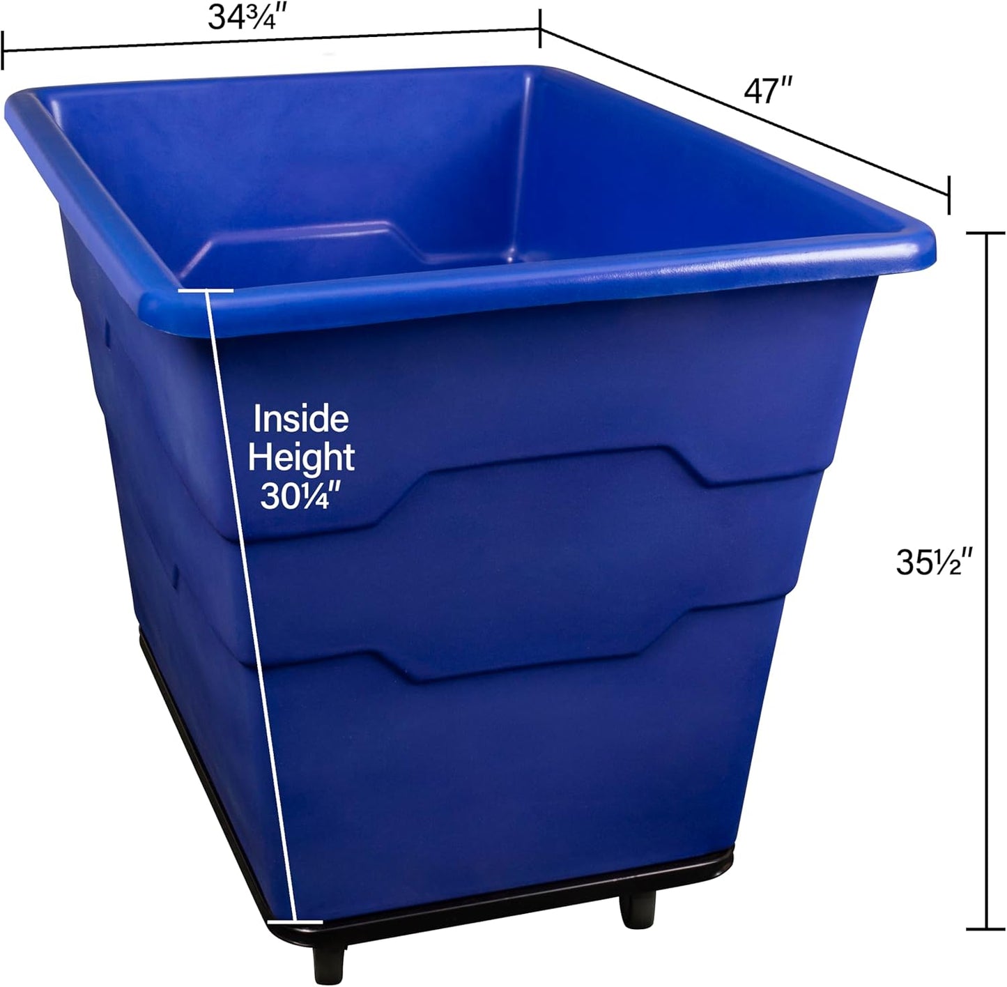 Commercial 16 Bushel Utility Cart with Steel Base, Poly Box Basket Truck, Laundry Cart, and Rolling Trash Bin, 47-Inch x 34.75-Inch x 35.5-Inch, 1000 Pound Weight Capacity, Red