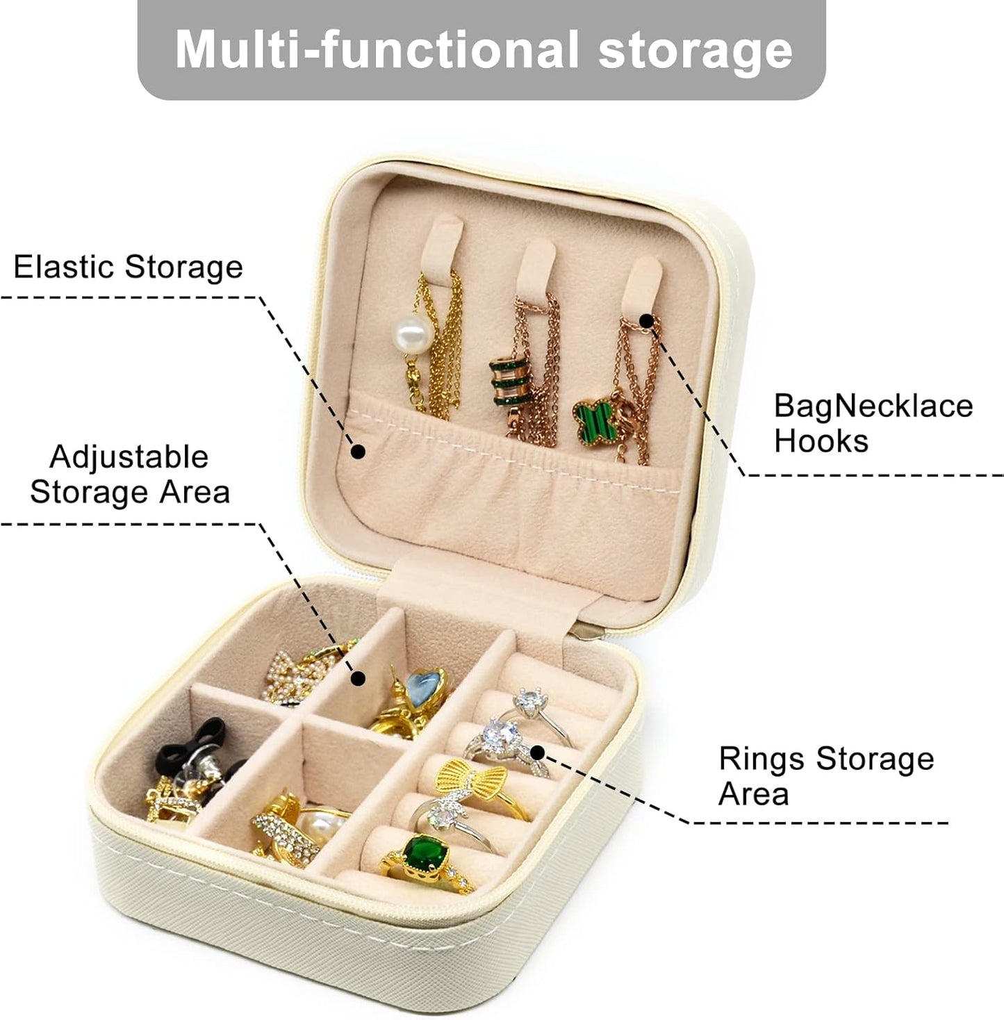 KEINE MARKE Small Jewelry Box, Travel Portable Jewelry Case for Ring, Pendant, Earring, Necklace, Bracelet Organizer Storage Holder Boxes (white*4).