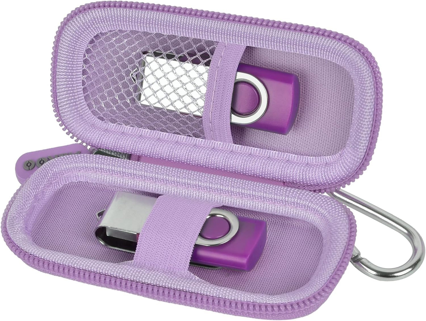 USB Flash Drive Case, SD Card Holder Compatible with Thumb Drive, Memory Cards, SDXC SDHC Storage Bag, Electronic Accessories Organizer for SanDisk for Samsung for Inland (Light Purple)