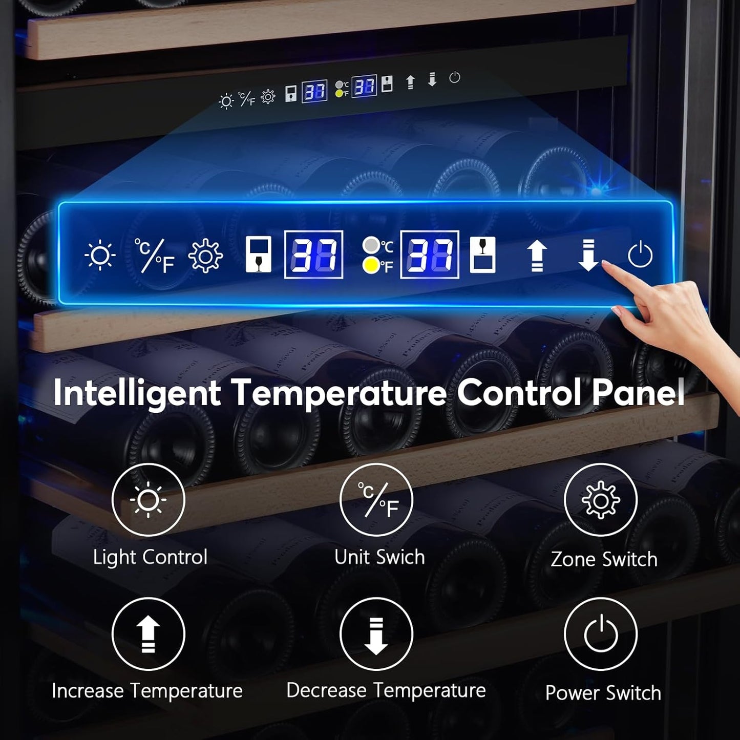 24" Wide Dual-Zone Wine Fridge 154-Bottles, Tall Freestanding/Built-in Wine Cooler Refeigerator, Large Capacity Dual Zone Wine Cellar For Wine Collection, Low Noise and Fast Cooling