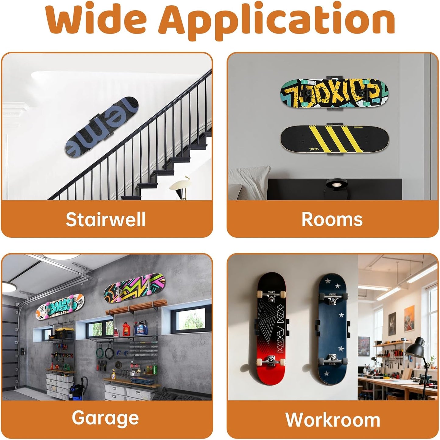 360° Rotating Skateboard Deck Wall Mount
