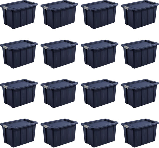 Sterilite 16-Pack Storage Bins with Lids, Heavy Duty Totes, Tuff1, 30 Gallon, Dark Indigo