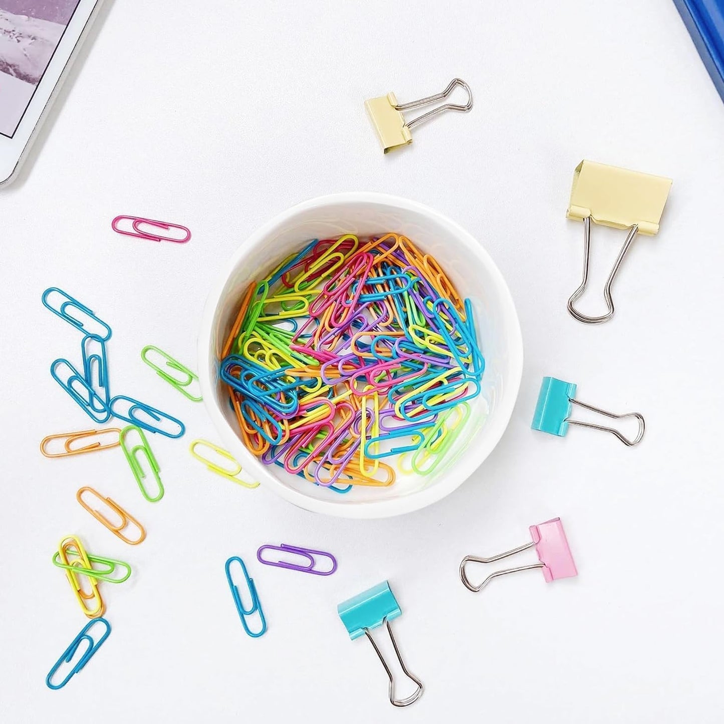 Ceramic Paper Clip Holders Paperclips Holder Dispenser Cute Clips Organizer for Desk Binder Clip Bowl Bobby Pin Hair Clip Holder Gift for Office (Purple Red)