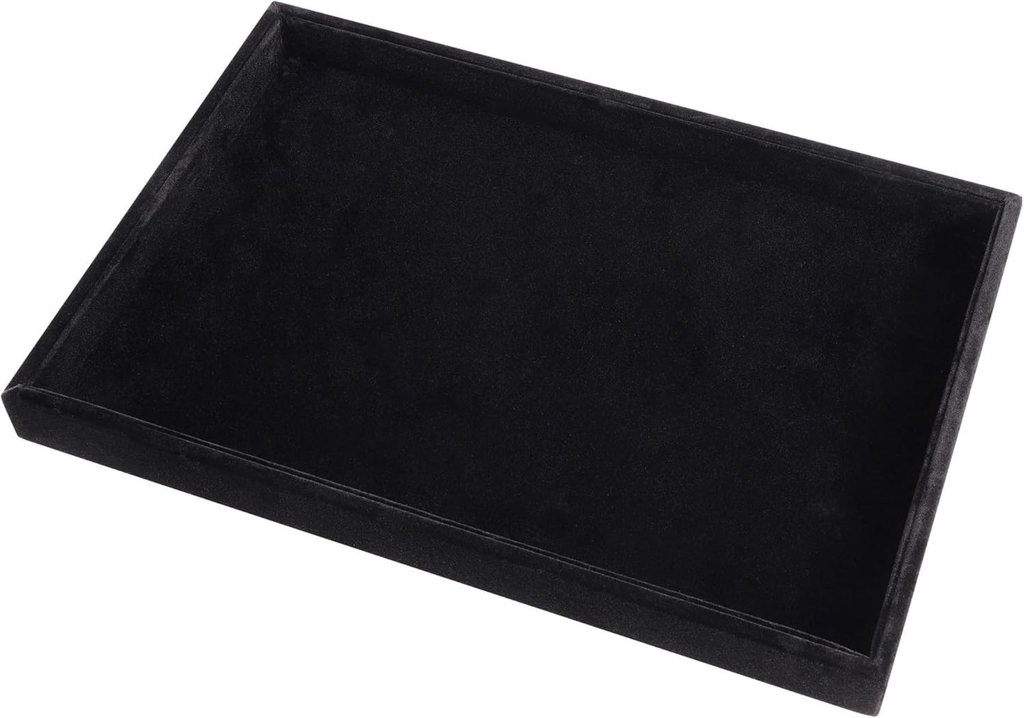 Mornajina 9" x 5.7" Velvet Jewelry Tray Jewelry Display Tray, Stackable Empty Plate Trays for Earrings Necklaces Bracelet Rings Display Showcase - Black