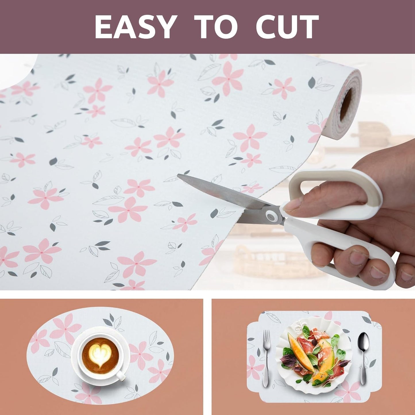18" W x 96" L Floral Drawer and Shelf Liner for Cabinets, Non-Adhesive Strong Grip Non-Slip Flower Shelf Cabinet Kitchen Shelf Liners for Kitchen Cabinets
