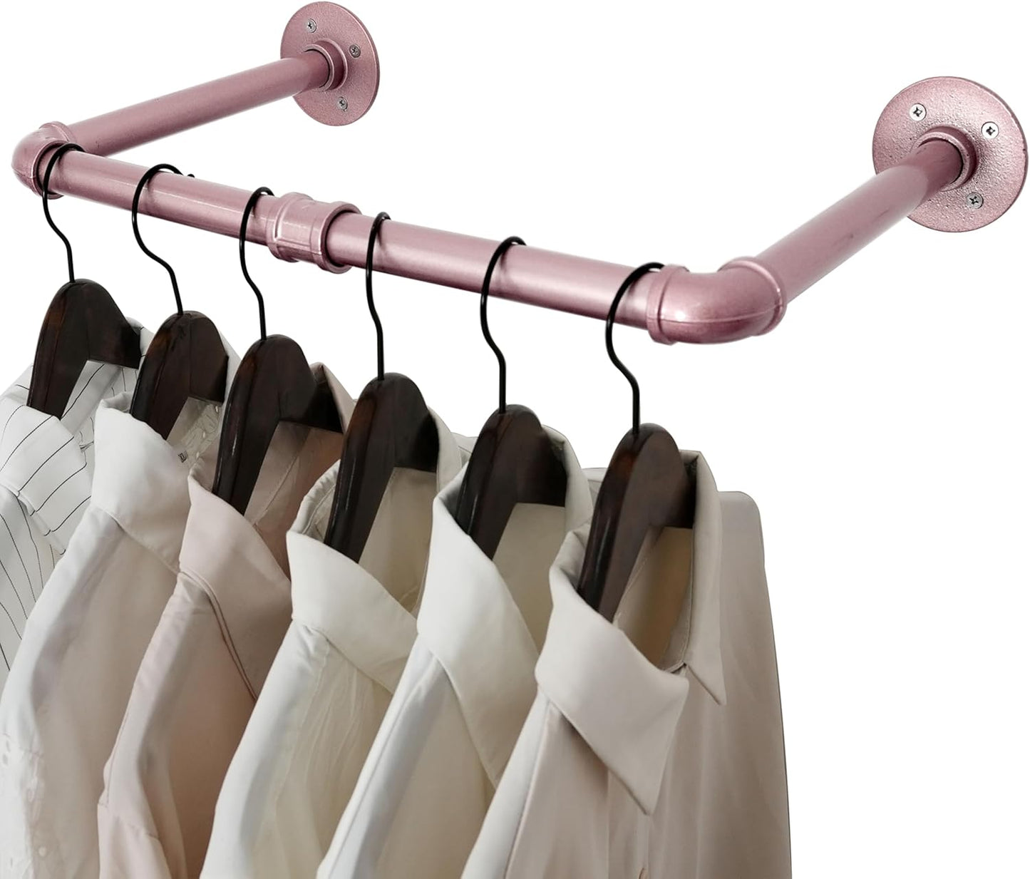 WEBI Industrial Pipe Clothing Rack,20" Wall Mounted Clothes Rack for Hanging Clothes,Heavy Duty Metal Garment Rack Bar Wall Mount Clothing Rod for Closet,Laundry Room,Rose Gold