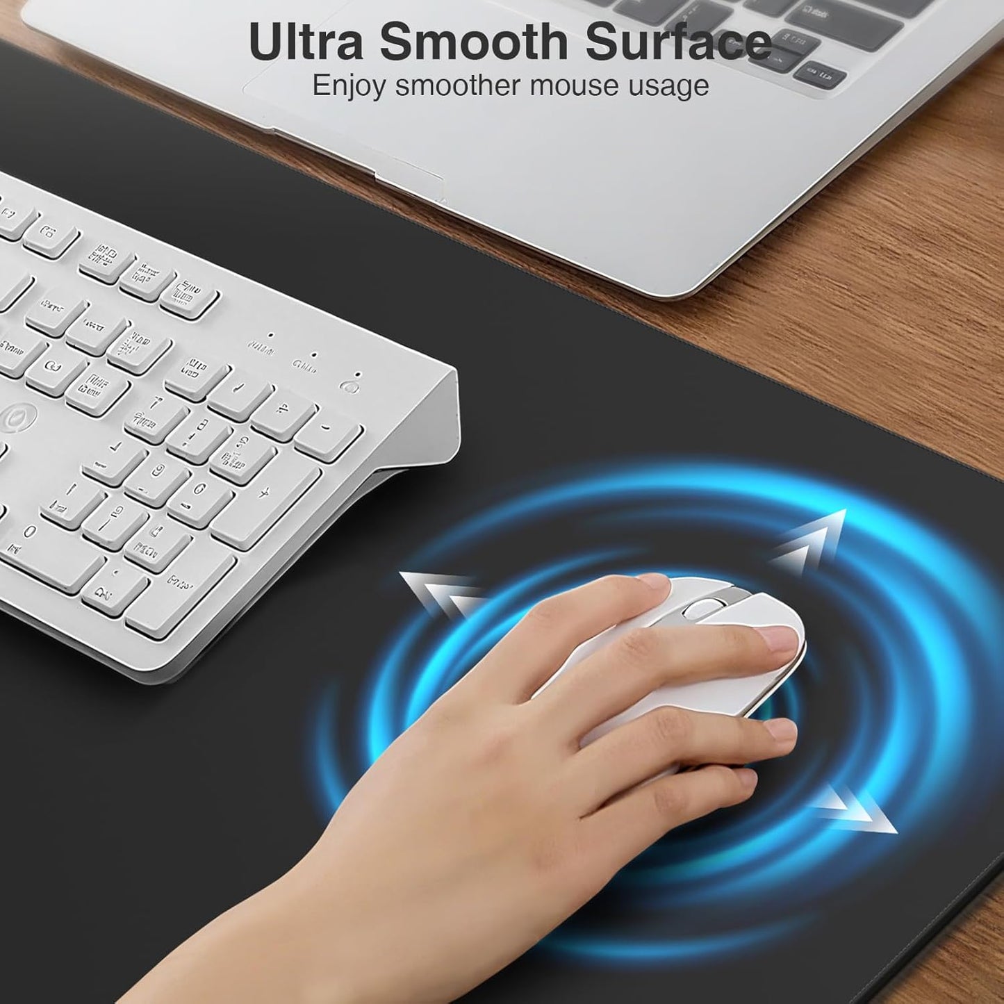 Magnetic Wireless Charging Mouse Pad, 27.5"x11.8" Gaming Desk Mat with Superior Stitched Edges, Non-Slip Base, Waterproof Smooth Desk Writing Pad for Gamer, Office & Home, Black
