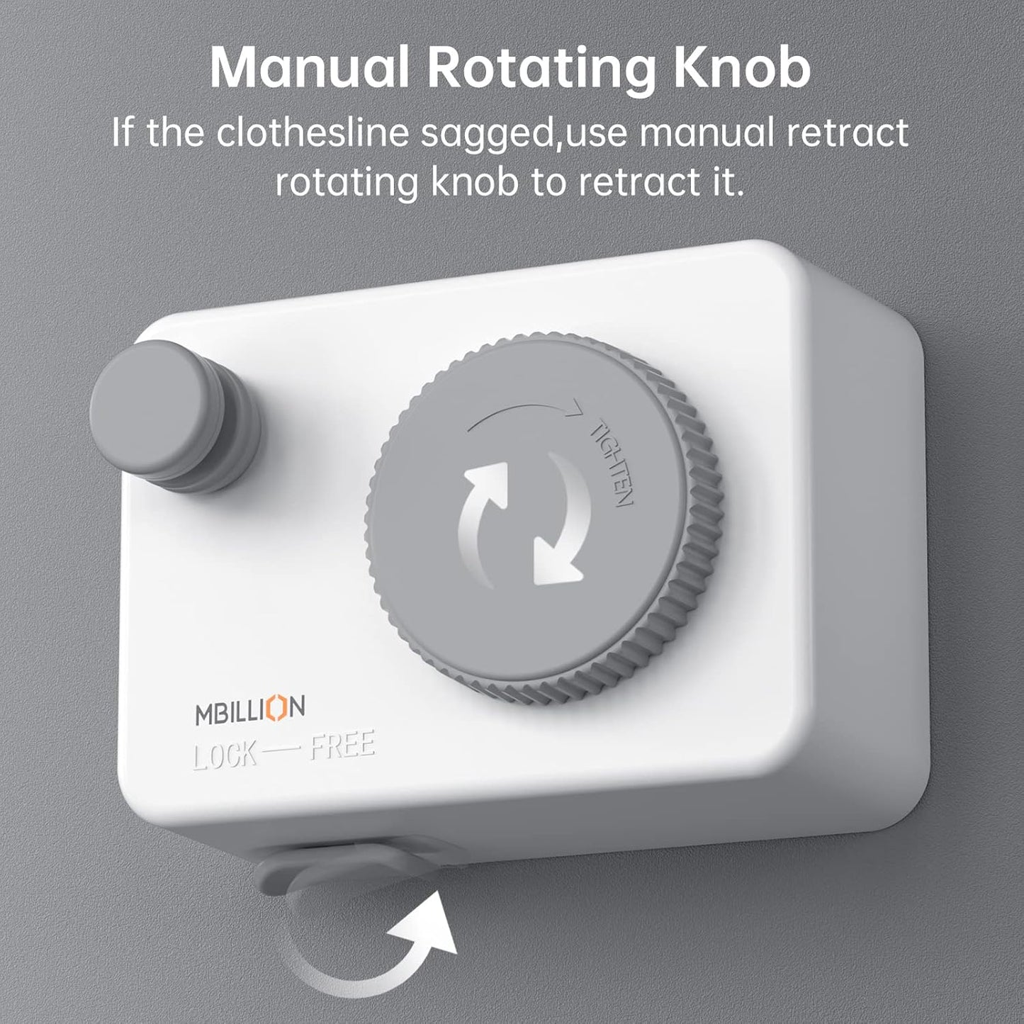Mbillion Retractable Clothesline 13.8Ft Heavy Duty Clothes Drying Laundry Line for Indoor Outdoor Retracting Hanging Clothing Drying with Retract Rotating Knob to Prevent Sagging