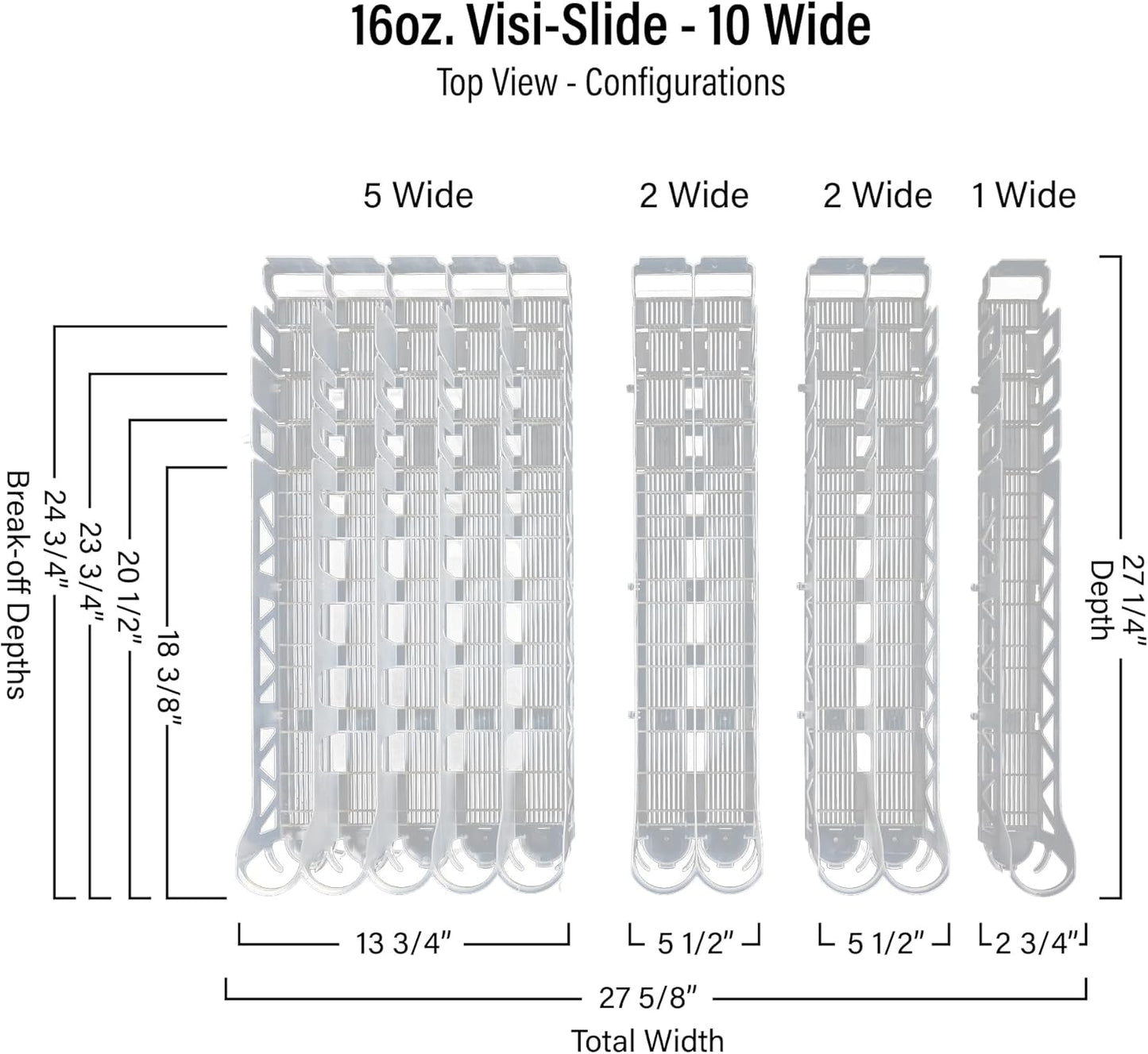 Display Technologies Visi-Slide Fridge Drink Organizer, Soda Can Organizer, Gravity Fed Glide for Angled Shelves for Coolers, Commercial Refrigerators, and Cold Vaults (2-Pack)
