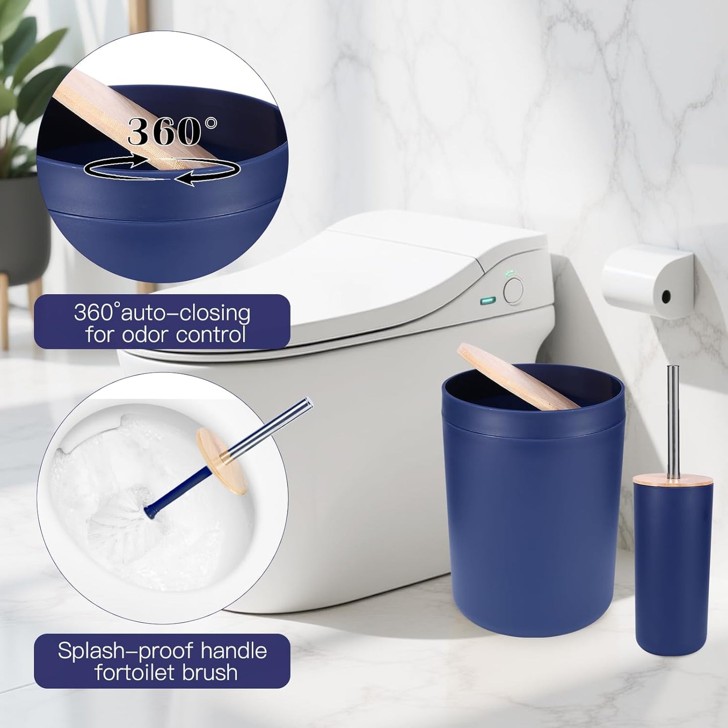 iMucci Bathroom Accessories Bathroom Sets with Shower Curtain, Bath Towel Set, Trash Can, Toilet Brush, Soap Dispenser, Bathroom Accessories Set Complete