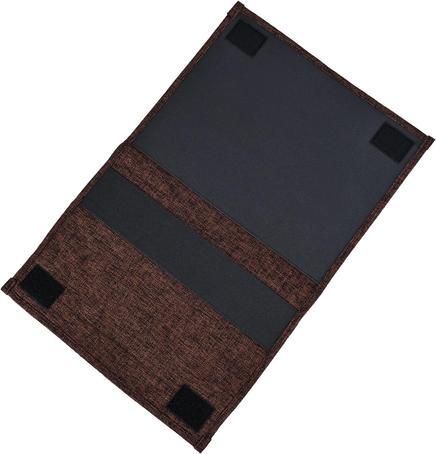 Linen 4 Pockets Bedside Caddy, Bedside Storage Organizer for Magazine, Remotes, Phone (Coffee)