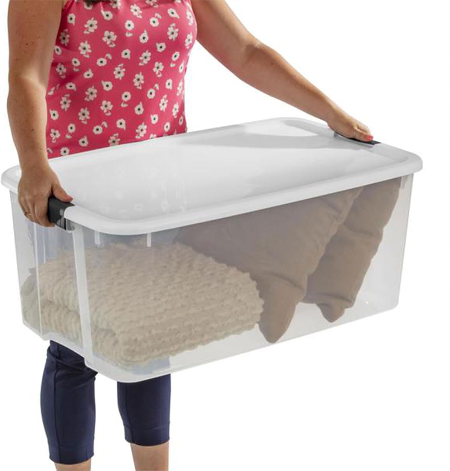 Sterilite 12-Pack Ultra Latching Box, Storage Bins with Lids, Clear Plastic, 116 Quart - Heavy-Duty Organizing Containers for Closet, Bathroom, and Office