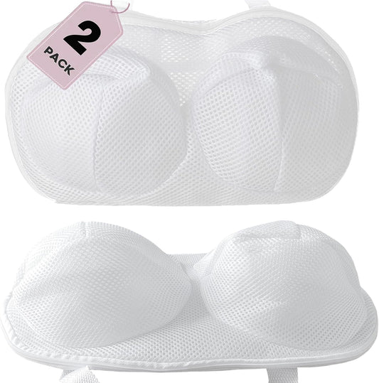 2 Pack Large Bra Laundry Bags for Washing Machine, Lingerie Bag for Washing Delicates Underwear Brassiere, Bra Washer Protector for Laundry (White 2 pack)